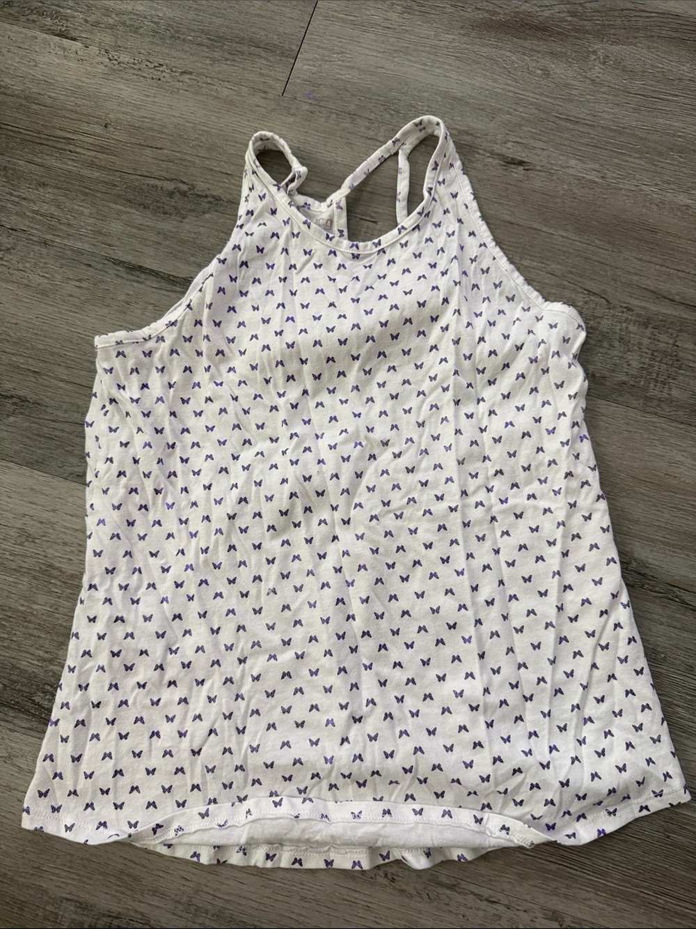 bcg White Tank Top with Small Purple Bow Print